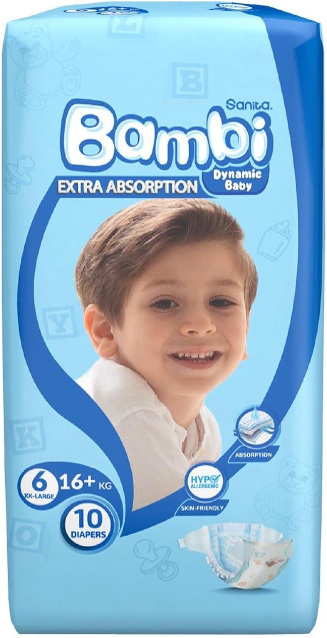 Sanita Bambi Baby Diapers Size 6, 16+kg, Regular Pack, 10 Count
