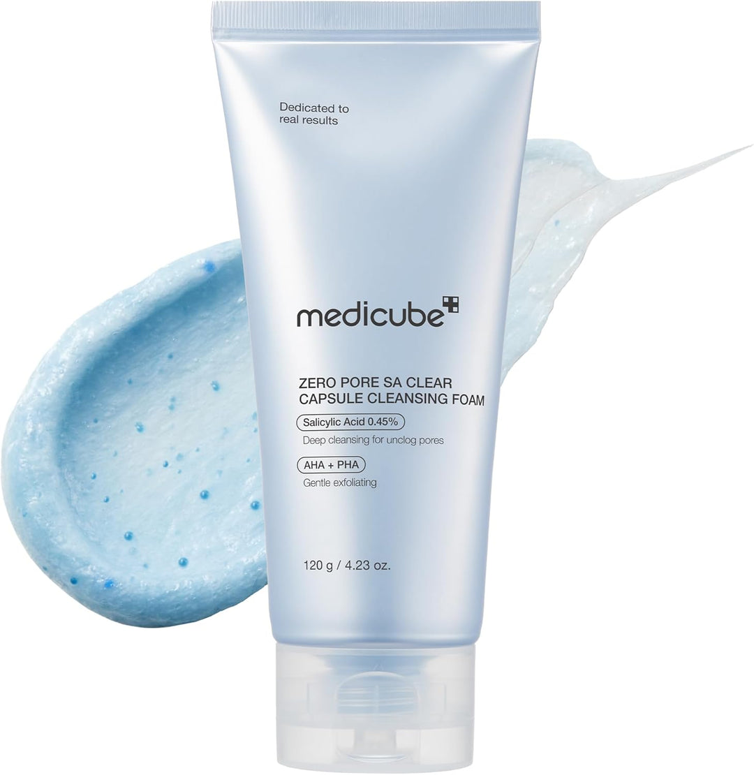 medicube Zero Pore Clear Blue Capsule Facial Cleanser for Skin Texture, Blackhead & Pore Care | AHA, BHA & PHA for Double Cleansing, Daily Gentle Face Wash, Korean Skincare | 120g / 4.23 oz