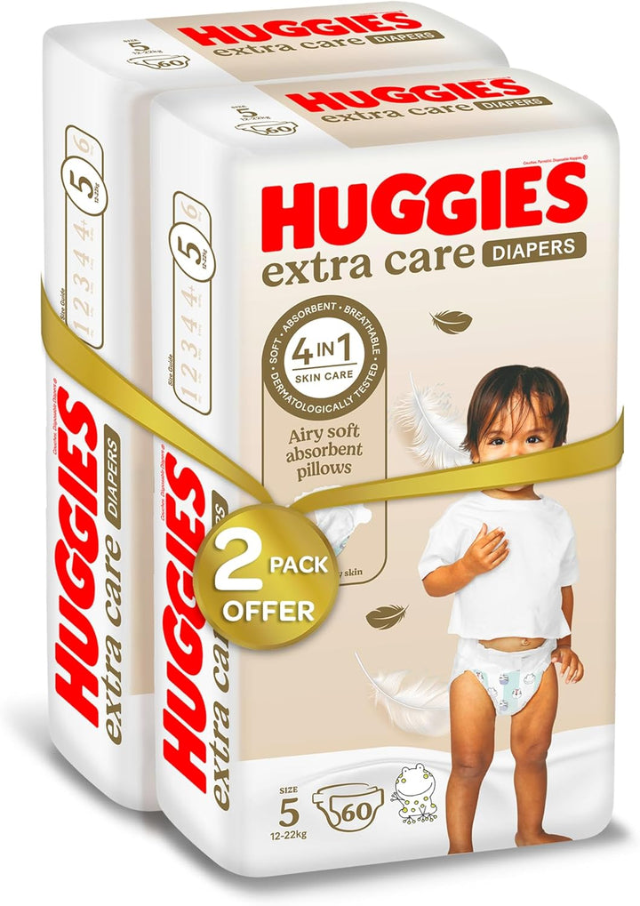 Huggies Extra Care, Size 5, 12 -22 kg, Twin Jumbo Pack, 120 Diapers