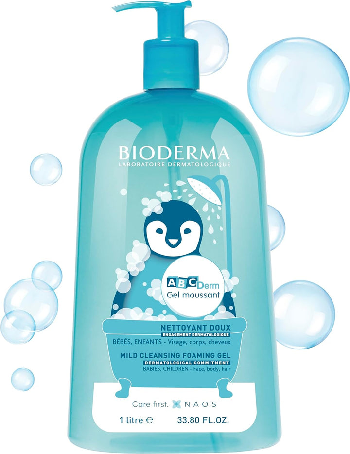 Bioderma Abcderm - Foaming Gel - Baby Wash - Gentle Cleanser - For The Delicate Skin Of Babies And Children
