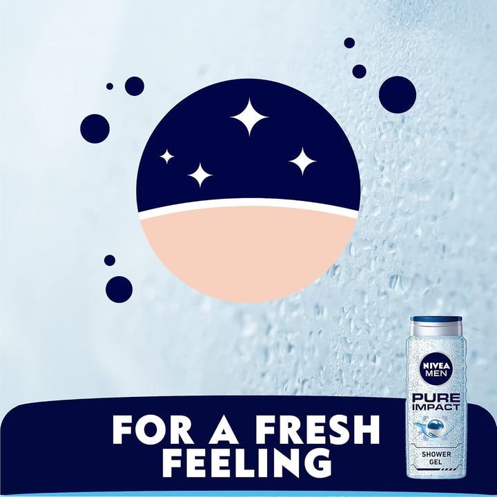 Nivea MEN 3in1 Shower Gel, Pure Impact Fresh Scent, 500ml
