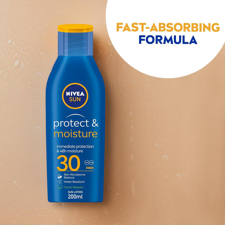 Nivea SUN Lotion, UVA & UVB Protection, Protect & Moisture, SPF 30, 200ml
