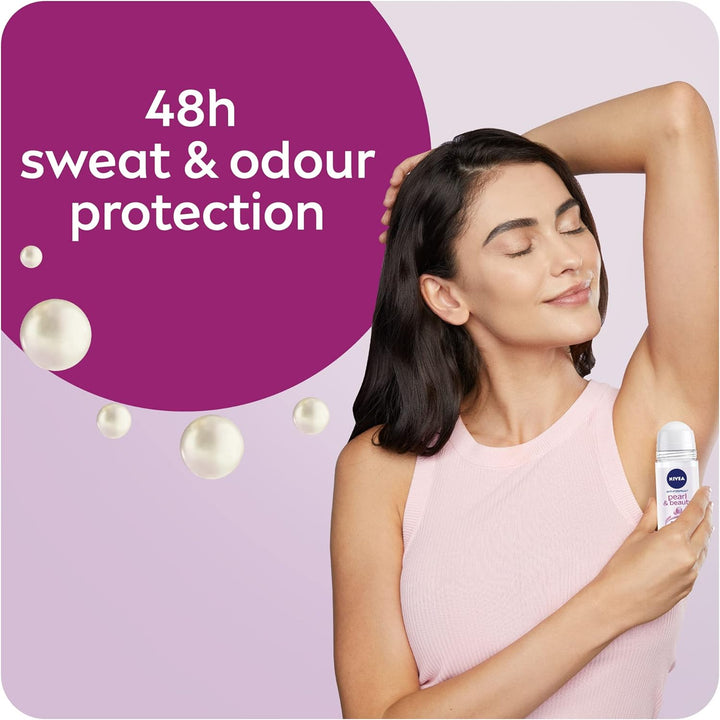 Nivea Antiperspirant Roll-on for Women, Pearl & Beauty Pearl Extracts, 2 x 50ml