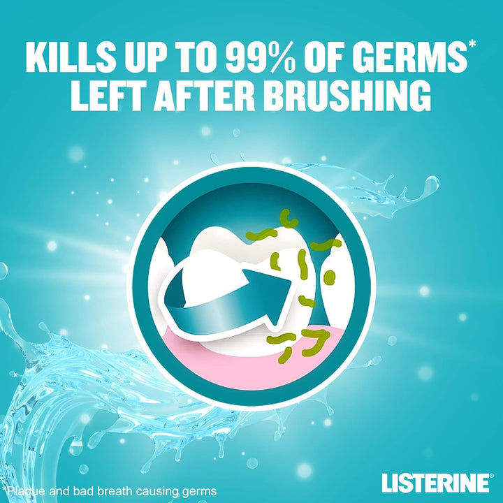 Listerine, Cool Mint Daily Mouthwash, Mint Flavour, kills 99% of germs that cause plaque and bad breath, when used twice daily, 500ml (Pack of 3)