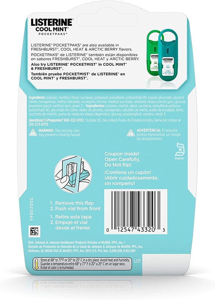 Listerine Cool Mint Pocketpaks Breath Strips, 12-24-Strip Pack total 288 strips