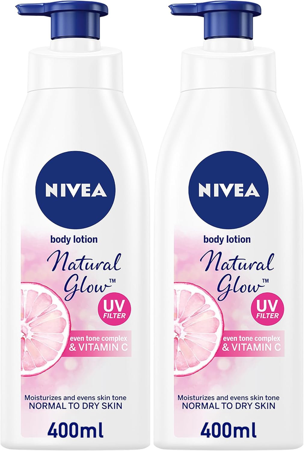 Nivea Body Lotion Even Tone, Natural Fairness Complex & Vitamin C, All Skin Types, 2x400ml
