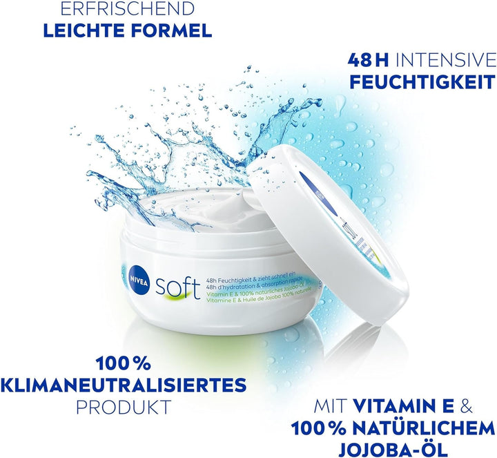 Nivea Soft Moisturizing Cream Face Body Hands 100ml