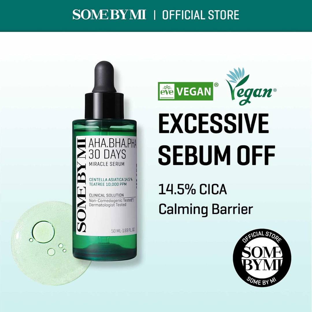 Some By Mi Aha Bha Pha 30 Days Miracle Face Serum | 50ml | Made From Tea Tree Leaf Water For Sensitive Skin | Daily Facial Serum For Sebum, Blemish Care & Remove Dead Cells