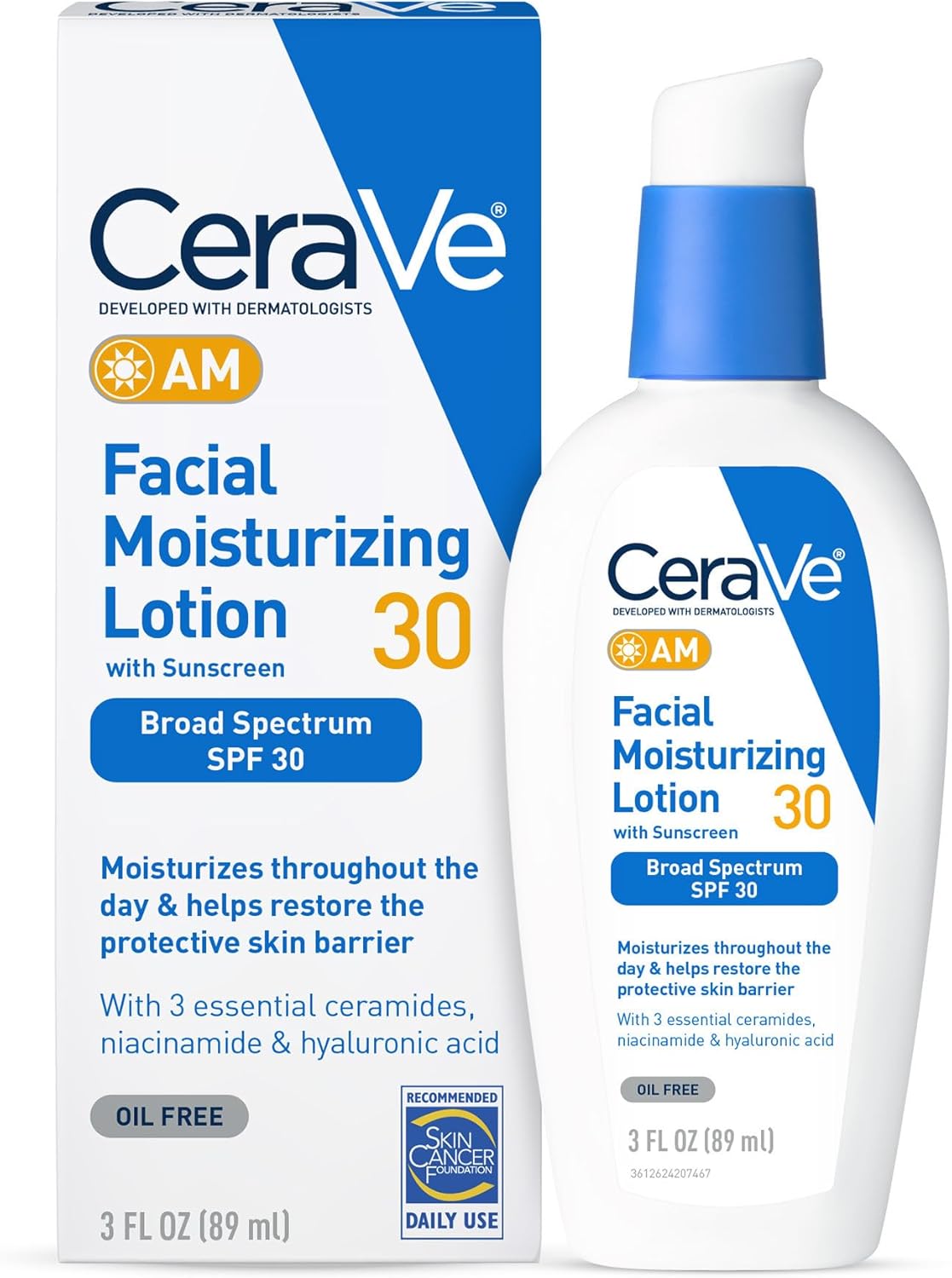 CeraVe Facial Moisturizing Lotion AM SPF 30, Daily Face Moisturizer with SPF  3oz 89 ml