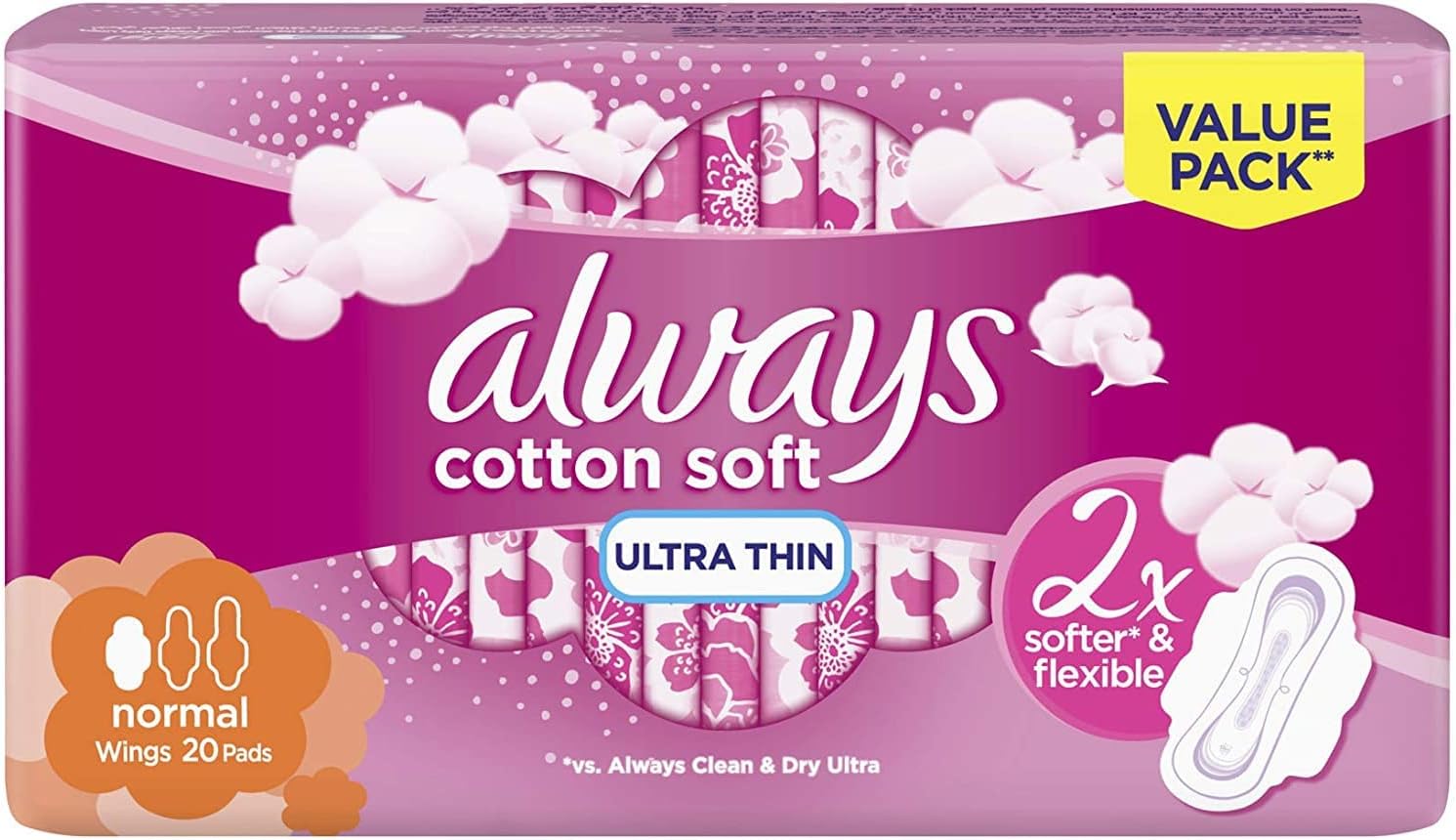 Always Pads Ultra Thin Cottony Soft Normal With Wings 10/16/20 Sanitary Pads