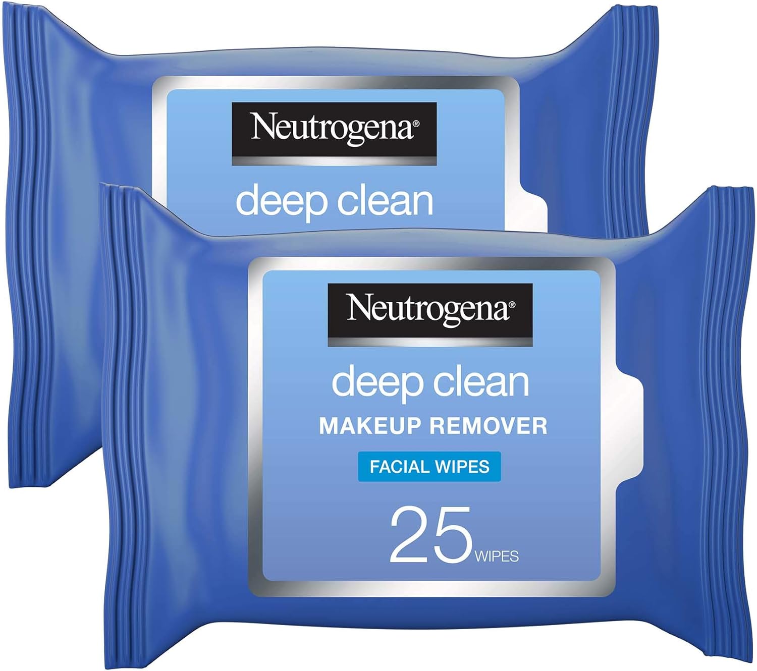 Neutrogena Deep Clean Makeup Remover, Pack of 2x25 Wipes, Oil-Free Formula Infused with a Light Cleansing Lotion for Extra Skin