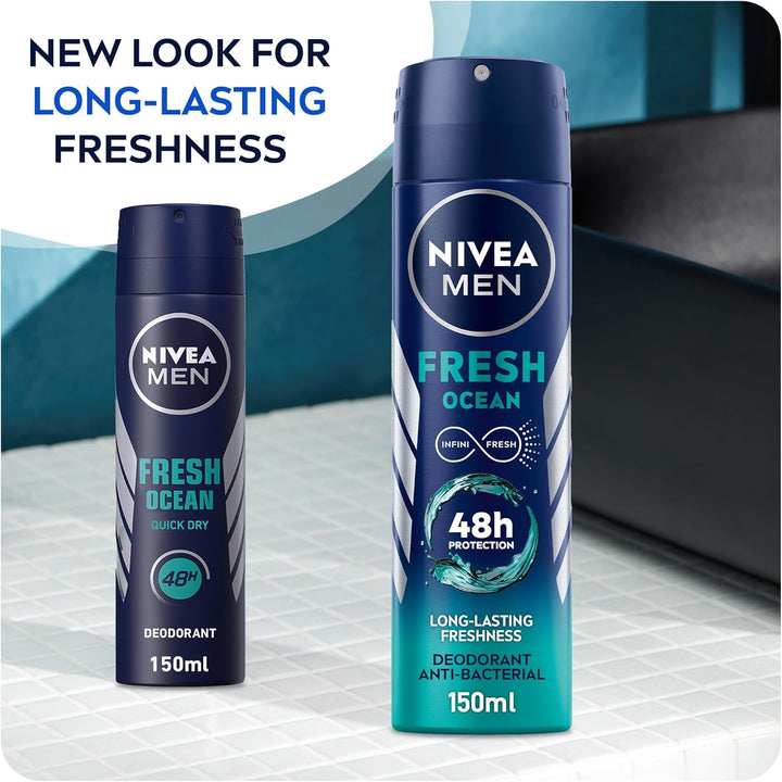 MEN Deodorant Spray for Men, Fresh Ocean Aqua Scent, 150ml