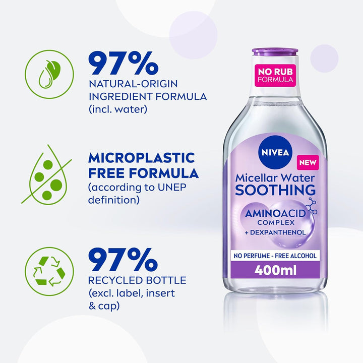 Nivea Face Micellar Water, Makeup Remover, All Skin Types, 400ml
