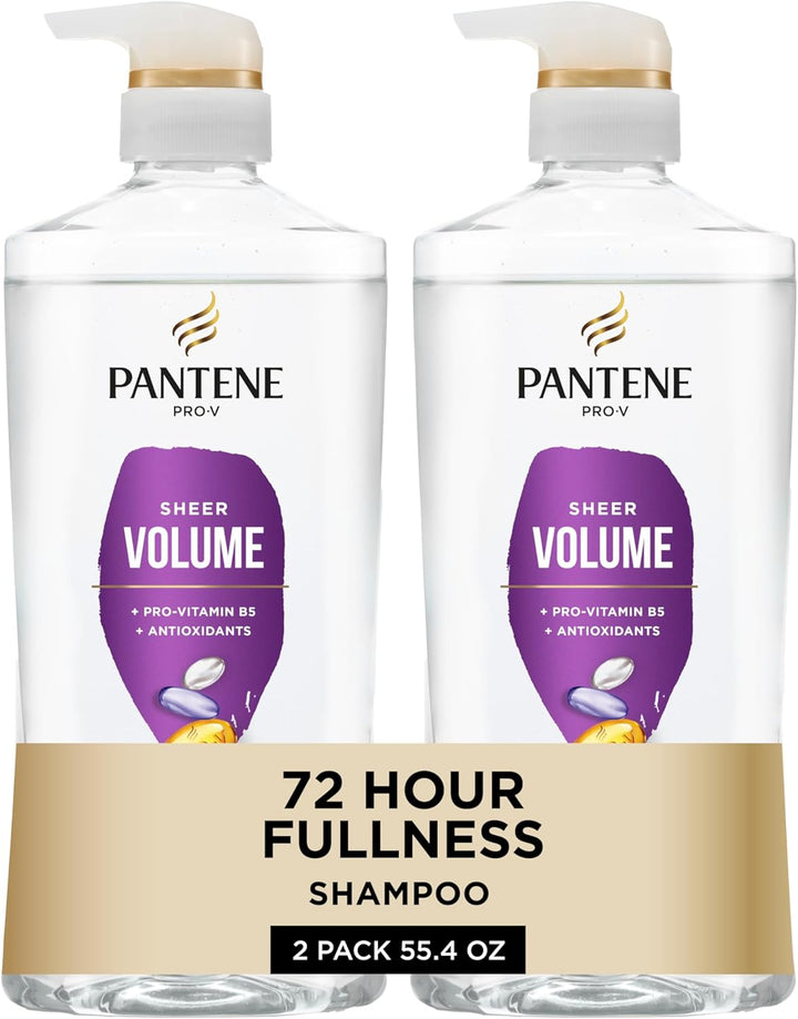 Pantene Shampoo, Sheer Volume, 27.7 Oz Each, 2-Pack + Miracle Rescue Shot (0.5 Oz)