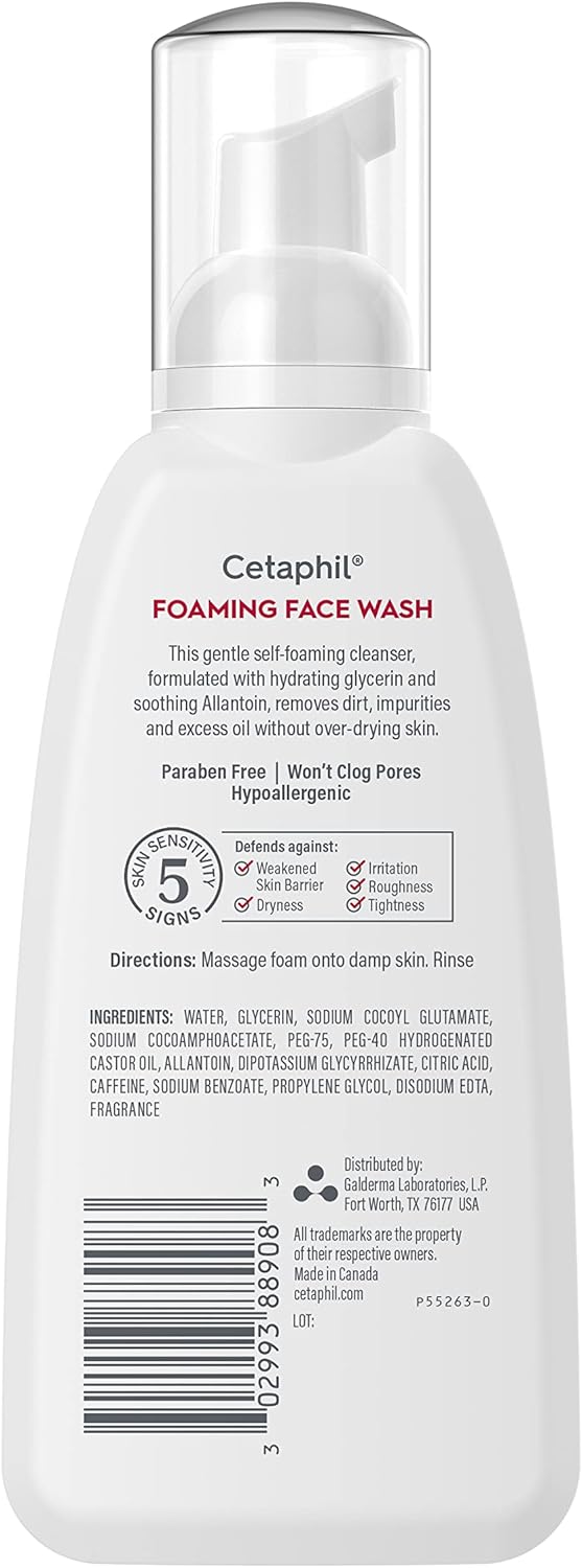 CetaPhil Redness Control Daily Foaming Face Wash, 8.0 Fluid Ounce