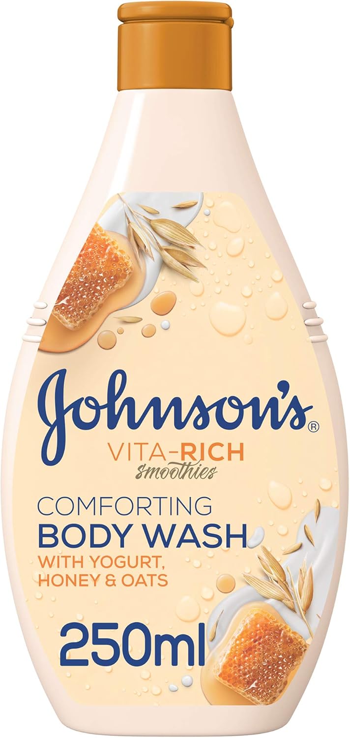 Johnson's, Body Wash, Vita-Rich, Smoothies, Comforting, Yogurt, Honey & Oats, comforting body wash, light-weight and non-greasy
