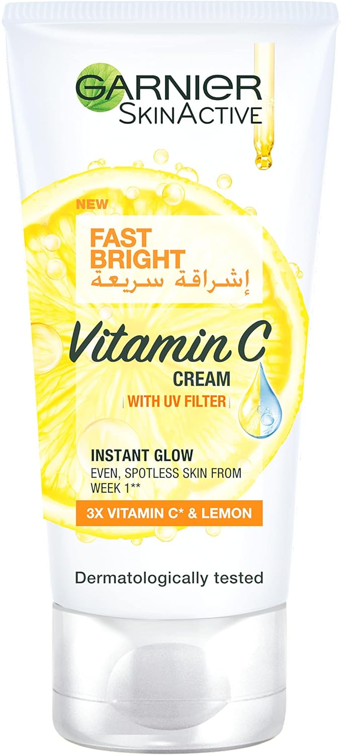 Garnier Day Cream, Fast Fairnerss, With UVA and UVB Filters, Enriched with 3X Vitamin C And Lemon, Skinactive Fast Fairness, 50ml