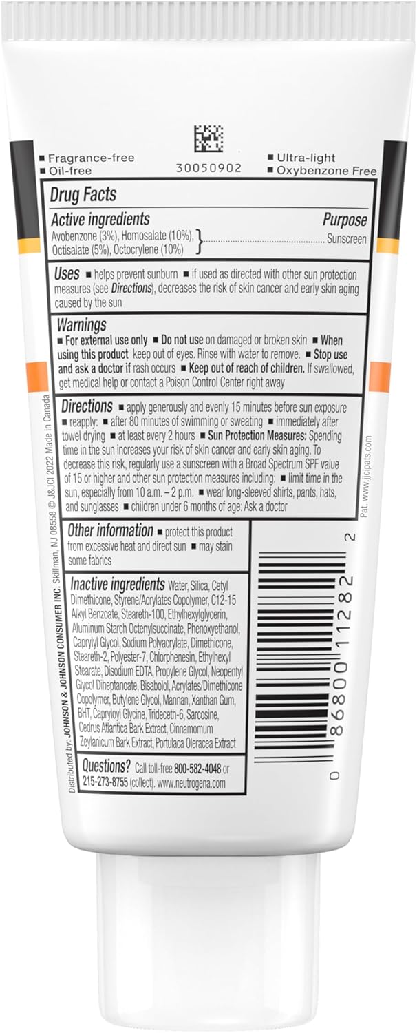 Neutrogena Clear Face Liquid Lotion Sunscreen for Acne-Prone Skin, Broad Spectrum SPF 50 UVA/UVB Protection, Oil-,