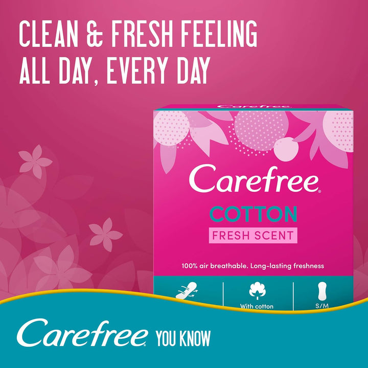 Carefree Daily Panty Liners, Cotton, Fresh Scent, Pack Of 56