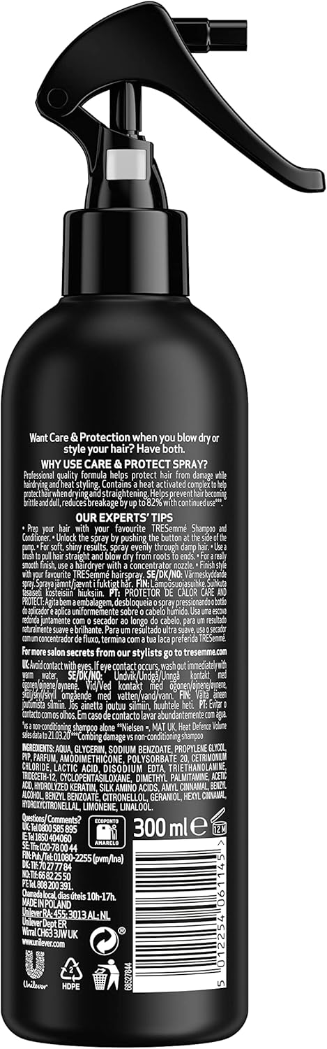 TRESemmé Care & Protect Heat Defence Spray UKÕs no. 1 heat defence brand** heat protection up to 230¡C* 300 ml