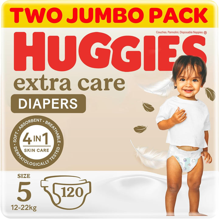 Huggies Extra Care, Size 5, 12 -22 kg, Twin Jumbo Pack, 120 Diapers