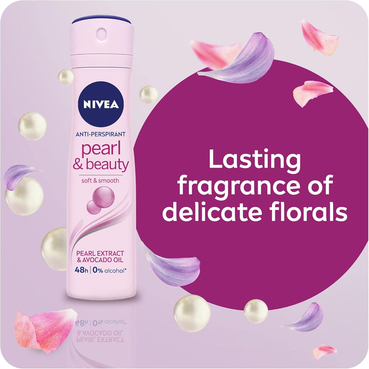 Nivea Antiperspirant Roll-on for Women, Pearl & Beauty Pearl Extracts, 2x150ml