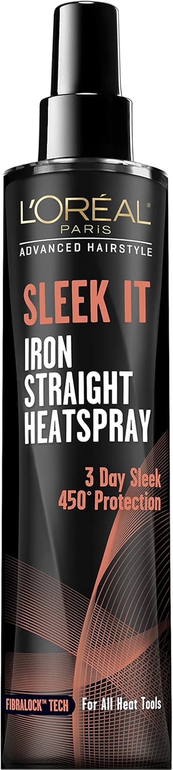 L'Oréal Paris Advanced Hairstyle Sleek It Iron Straight Heat Spray, 5.7 Ounce