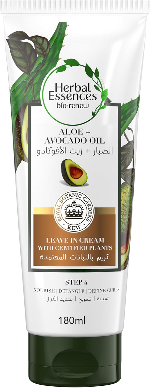 Herbal Essences Sulfate-Free Aloe + Avocado Oil 3-in-1 Plant Powered Leave-in Cream, 180 ml