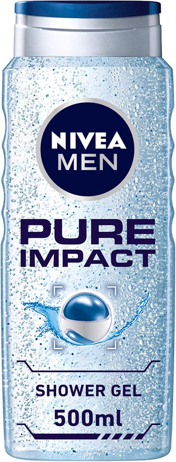 Nivea MEN 3in1 Shower Gel, Pure Impact Fresh Scent, 500ml