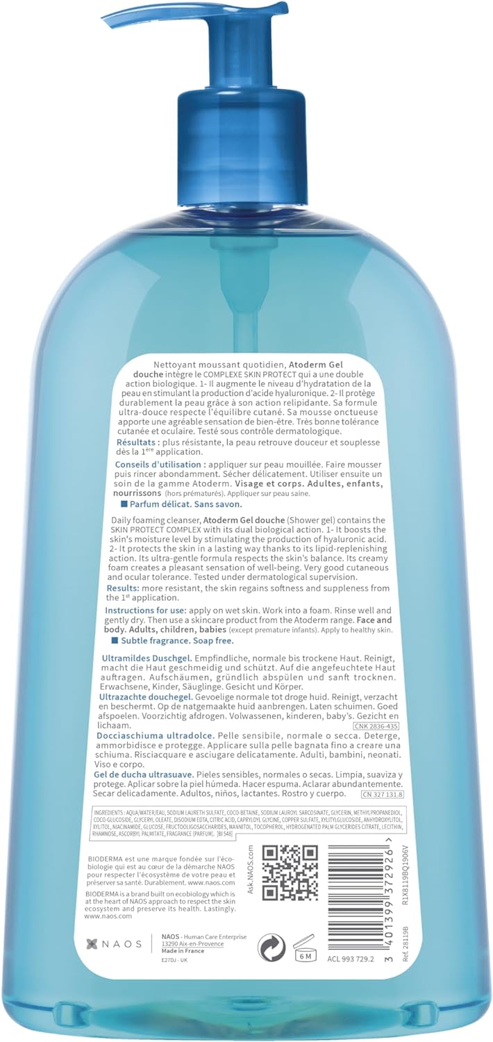 Bioderma Atoderm Shower Gel, Ultra-Gentle & Soap-Free, 1L