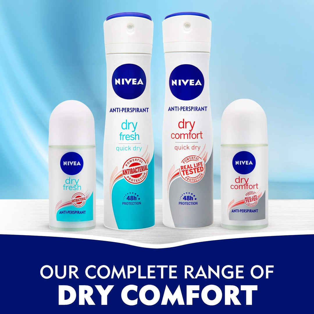 Nivea Antiperspirant Roll-on for Women, Dry Comfort Quick Dry, 2x50ml