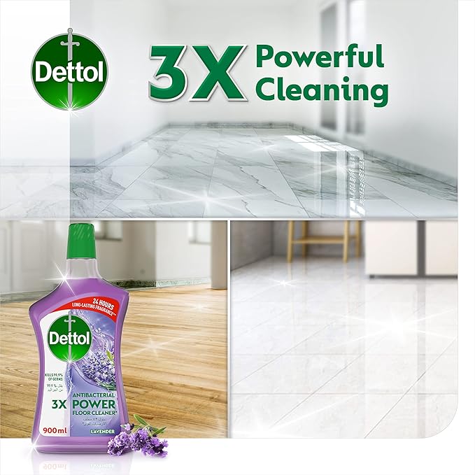 Dettol Antibacterial Power Floor Cleaner (Kills 99.9% of Germs), Can be Paired with Vacuum Cleaner for Cleaner and Shinier Floors, 900 ml