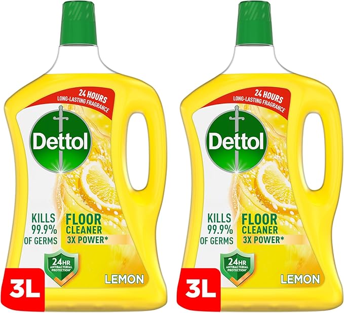 Dettol Antibacterial Power Floor Cleaner (Kills 99.9% of Germs), Can be Paired with Vacuum Cleaner for Cleaner and Shinier Floors, 3L (Pack of 2)
