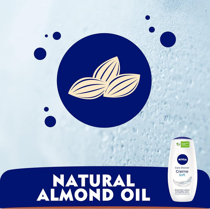 Nivea Shower Gel Body Wash, Cleansing Creme Soft Almond Oil Mild Scent, 250ml