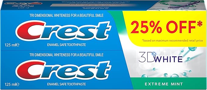 Crest 3D White Extreme Mint Toothpaste 2 x 125 ml