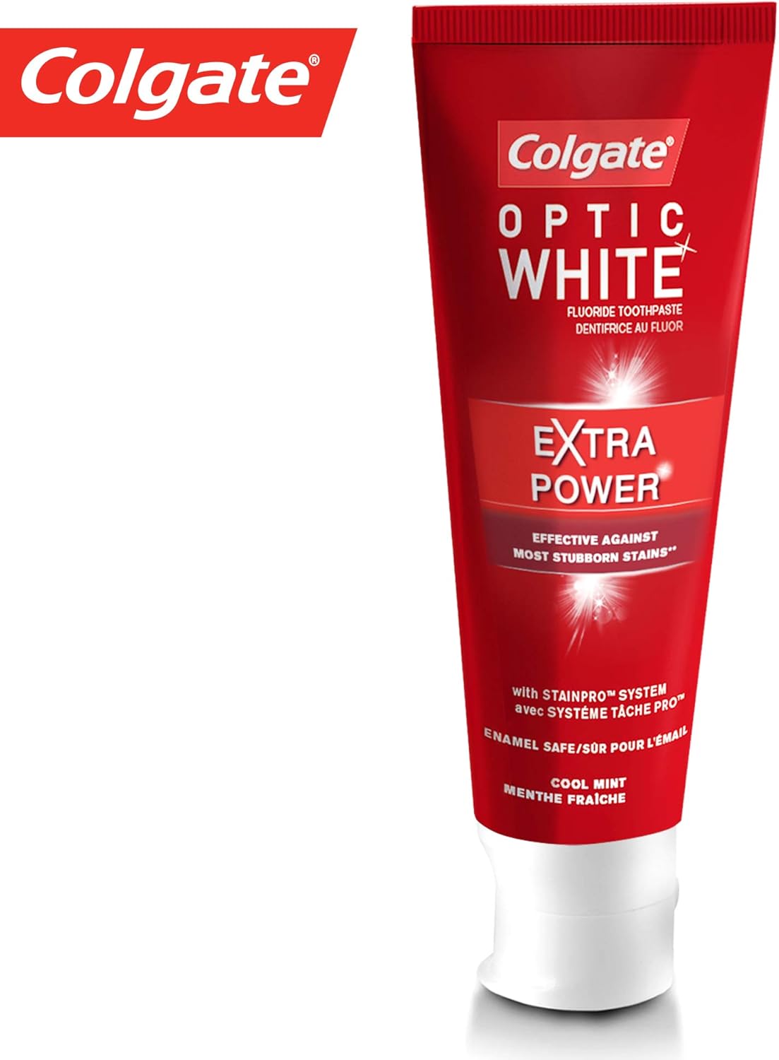Colgate Toothpaste Optic White for Coffee, Tea and Tobacco Users, Teeth Whitening Toothpaste, Remove Surface Stains, 2x75 ml, 2 pack