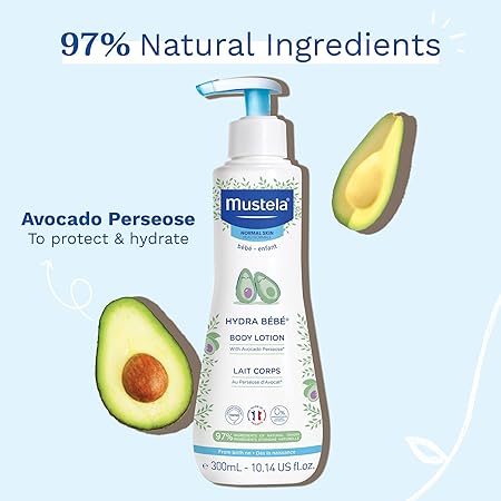 Mustela Hydra Bebe Body Lotion - Daily Moisturizing Baby Lotion with Natural Avocado, Jojoba & Sunflower Oil 2-Pack