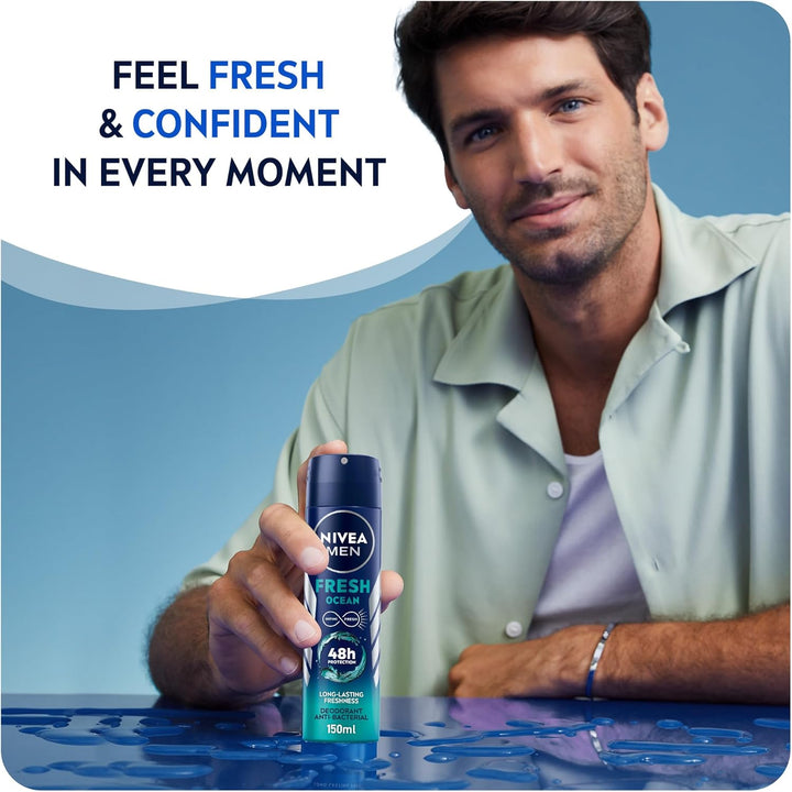 MEN Deodorant Spray for Men, Fresh Ocean Aqua Scent, 150ml
