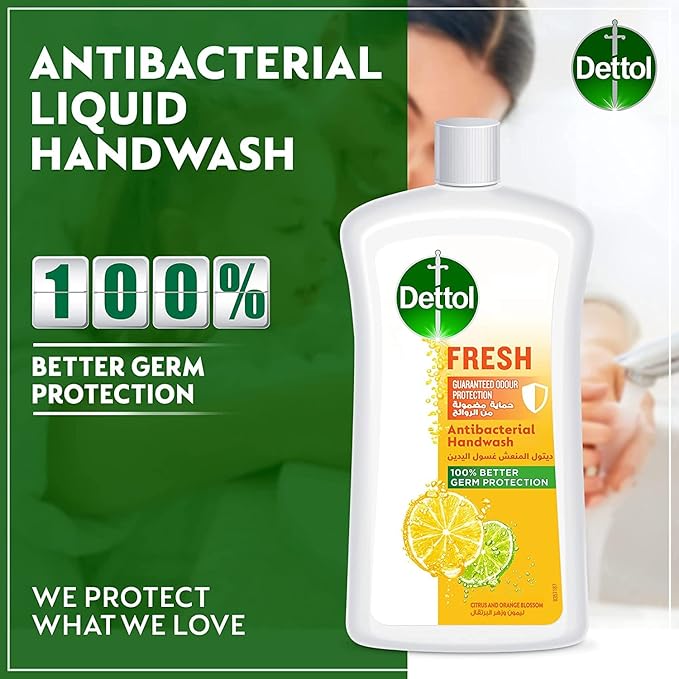 Dettol Fresh Hand Wash Liquid Soap Refill, Citrus & Orange Blossom, 1L, Pack Of 2