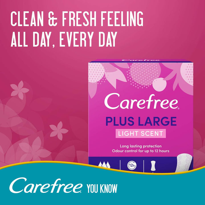 Carefree Daily Panty Liners, Plus Large, Light Scent, Pack of 48