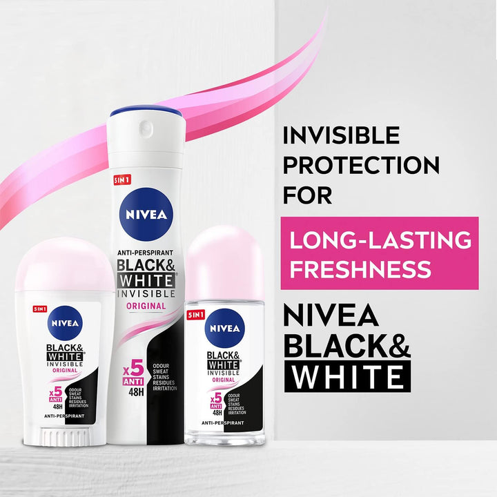 Nivea Women Antiperspirant Spray, Black & White Invisible Protection Original, 150ml