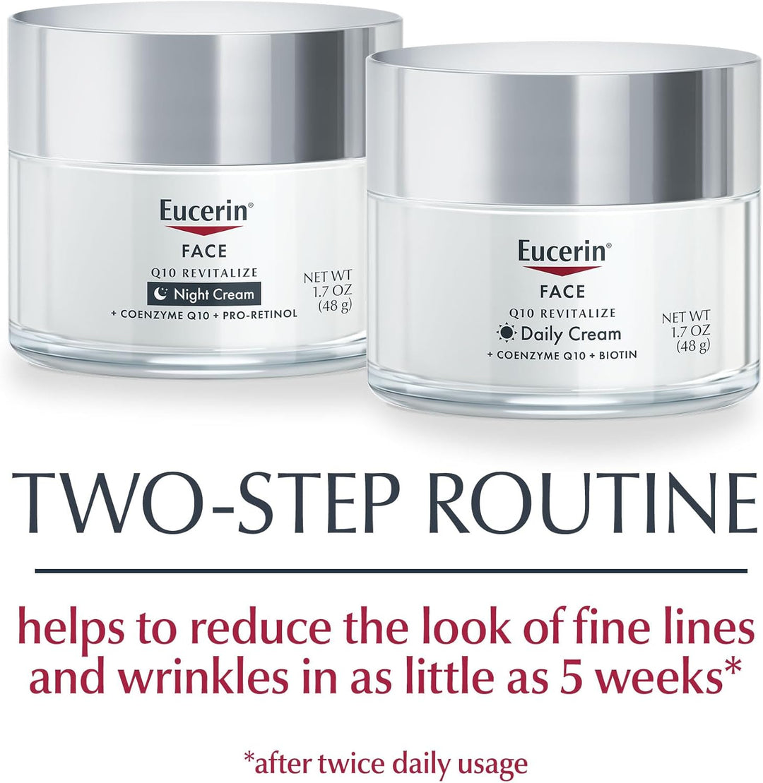 Eucerin Q10 Anti Wrinkle Face Cream Bundle, Day Cream and Night Cream For Face, 1.7 Ounce (Pack of 2)