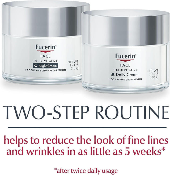 Eucerin Q10 Anti Wrinkle Face Cream Bundle, Day Cream and Night Cream For Face, 1.7 Ounce (Pack of 2)