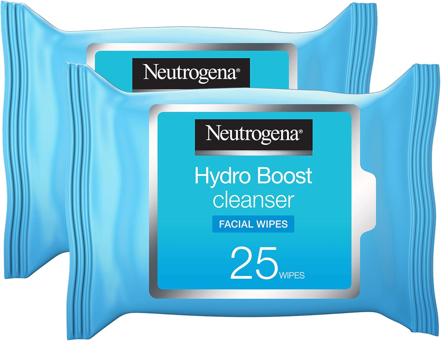 Neutrogena Hydro Boost Makeup Remover, Pack of 2x25 Wipes, Infused with Fresh Cleansing Lotion, with Hyaluronic Acid, Removes