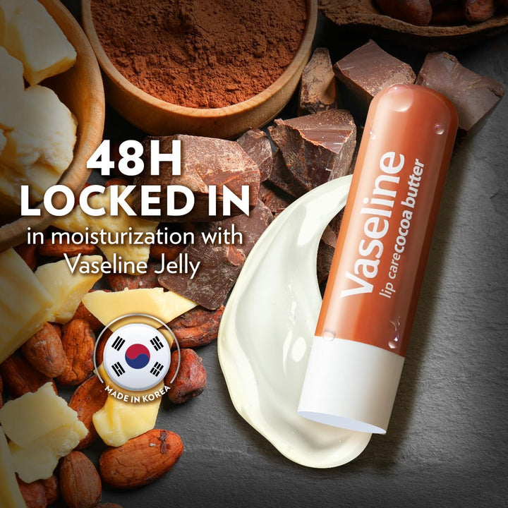 Vaseline Lip Therapy Cocoa Butter Lip Balm With Pure Jelly| Cocoa Butter & Shea Butter For Soft & Glowing Lips| Nourishes &