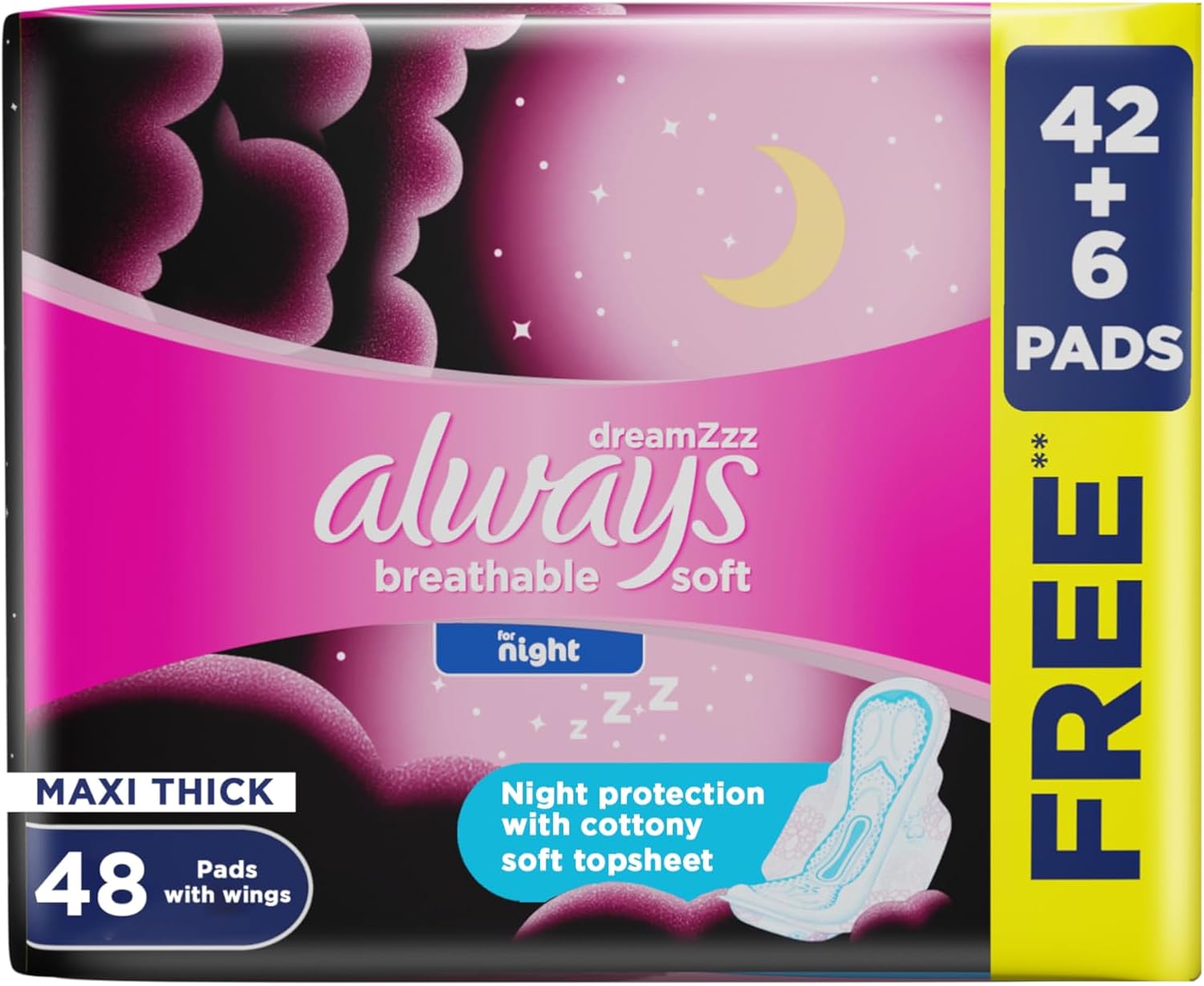 Always Dreamzzz Breathable Soft 48 Pads