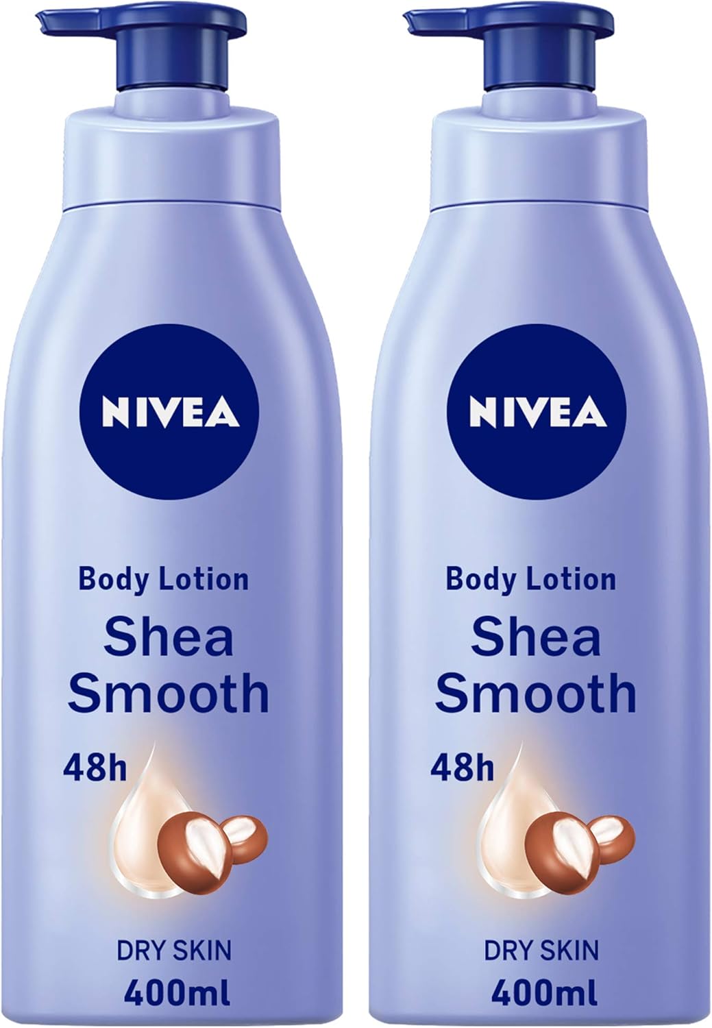 Nivea Body Lotion Dry Skin, Moisturizing Shea Smooth Shea Butter, 2x400ml