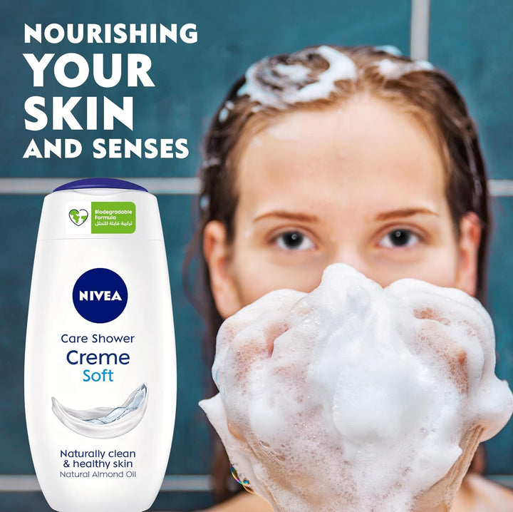 Nivea Shower Gel Body Wash, Cleansing Creme Soft Almond Oil Mild Scent, 250ml