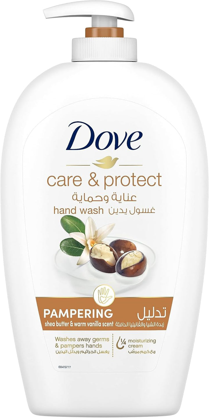 Dove Pampering Hand Wash Natural Caring formula, Shea Butter, With ¼ Moisturizing Cream, 250ml, Pack of 2