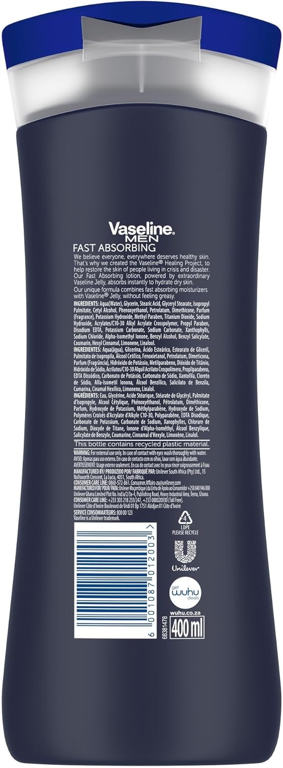 Vaseline Men Fast Absorbing 400ml